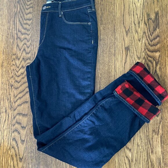 Eddie Bauer flannel lined jeans Slightly Curvy Straight leg size 10T New - Picture 1 of 7